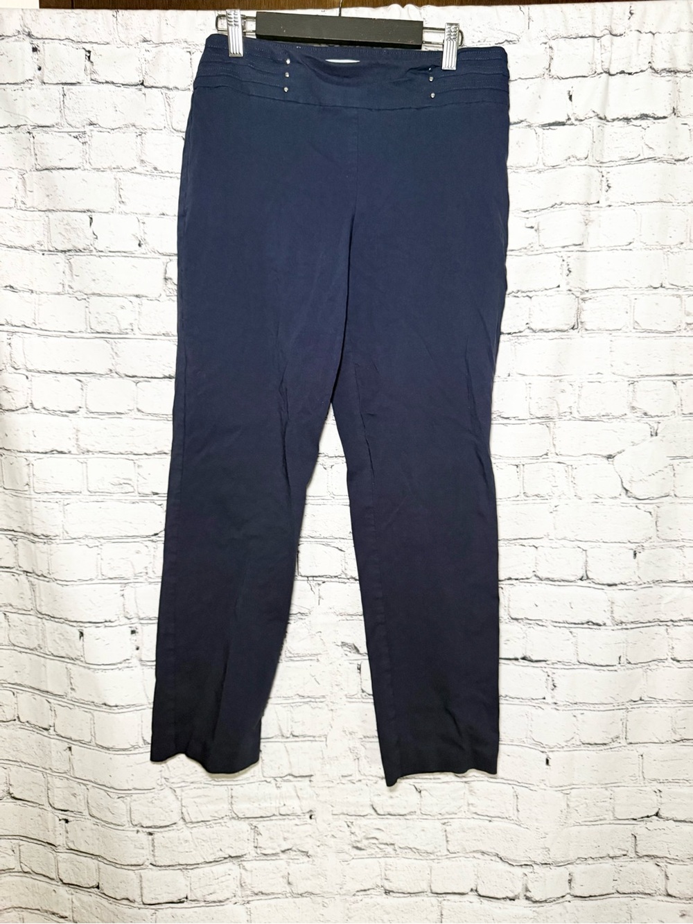 JM Collection Navy Pull-On Stretch Pants. Size S